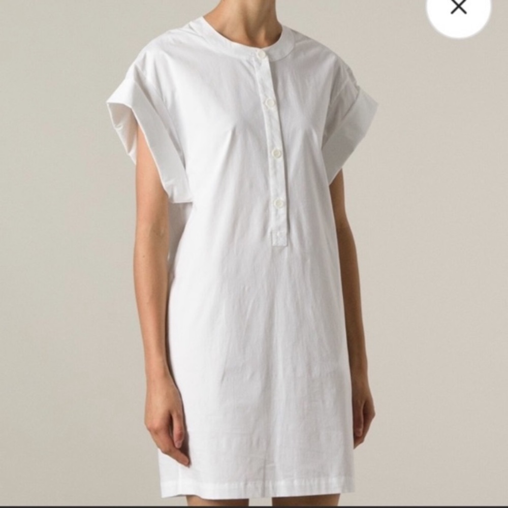 THEORY. cuffed sleeve shift dress with pockets